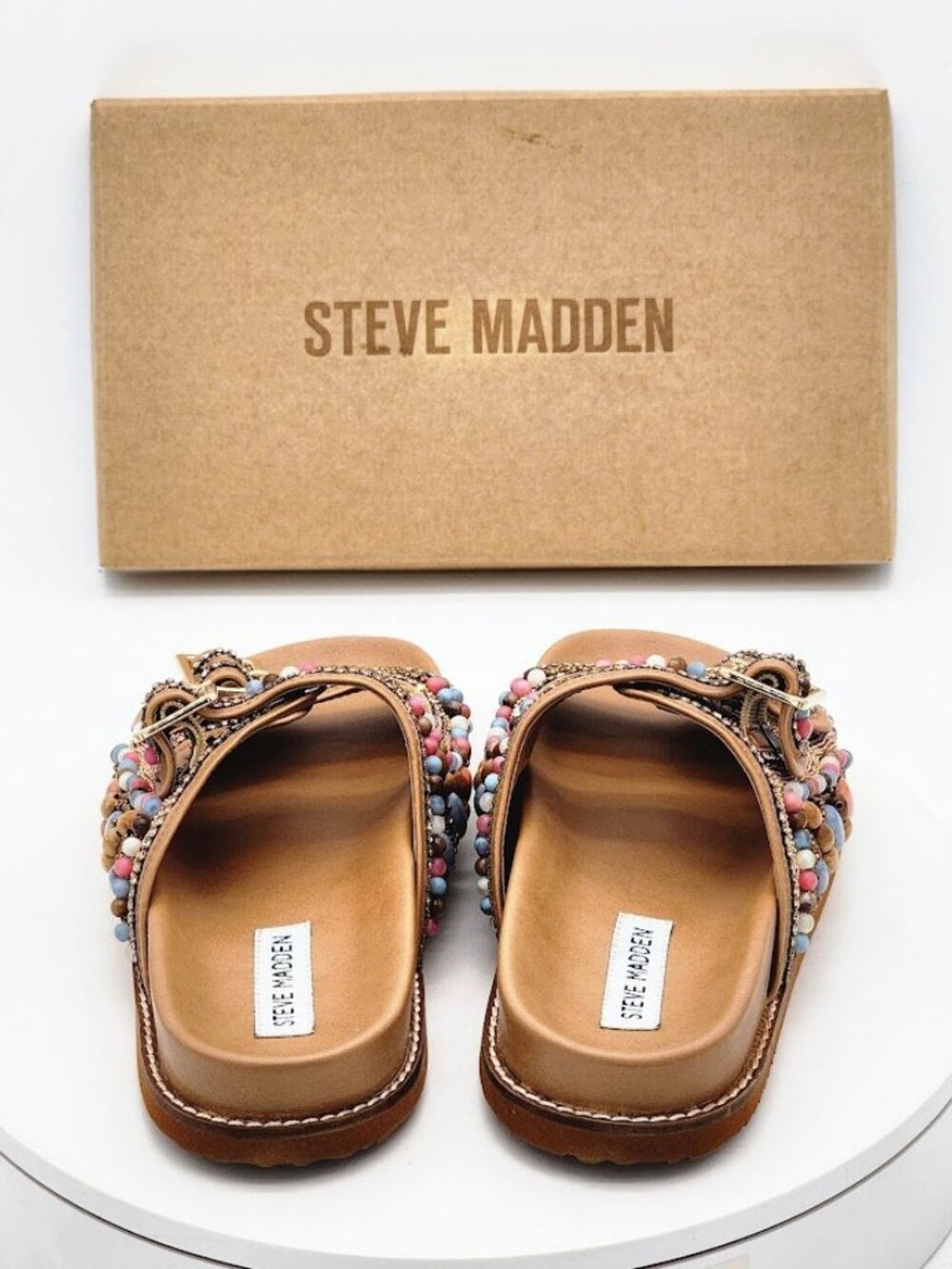 Steve Madden Cabo Multi Beaded Embellished Sandals Women’s Size 8 Slides - Picture 5 of 14